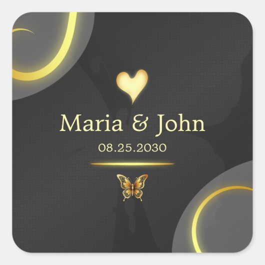 Zwarte gouden vlinder stickers (Voorkant)