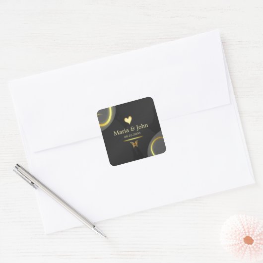 Zwarte gouden vlinder stickers (Envelop)