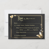 Zwarte gouden vlinders RSVP Kaartje (Voorkant)