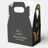 Zwarte gouden vlinders voorkeur dozen bedankdoosjes (Geopend)