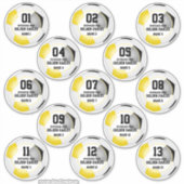 zwarte gouden voetbalkleuren, set van 13 aangepast sticker (Voorkant)