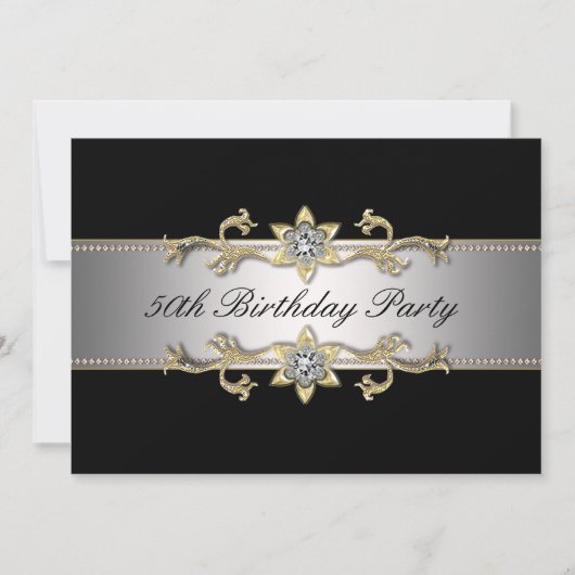 Zwarte Gouden Vrouw 50e Verjaardag Kaart (Voorkant)