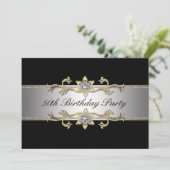 Zwarte Gouden Vrouw 50e Verjaardag Kaart (Staand voorkant)
