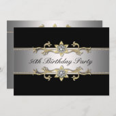 Zwarte Gouden Vrouwen 50ste Verjaardag Kaart (Voorkant / Achterkant)