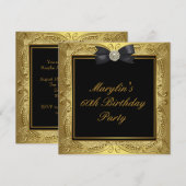 Zwarte Gouden Vrouwen 60ste Verjaardagsfeest Kaart (Voorkant / Achterkant)