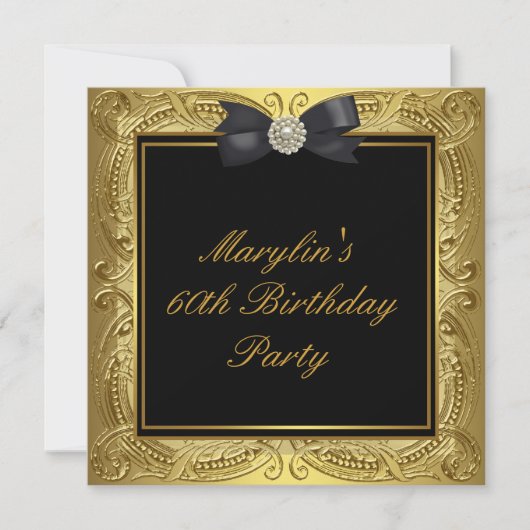 Zwarte Gouden Vrouwen 60ste Verjaardagsfeest Kaart (Voorkant)