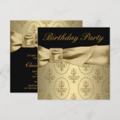 Zwarte Gouden Vrouwengeburtstagsfeestje Kaart (Voorkant / Achterkant)