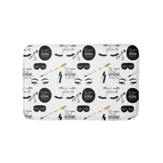 Zwarte Gouden Wimpers Glam Badmat (Voorkant)