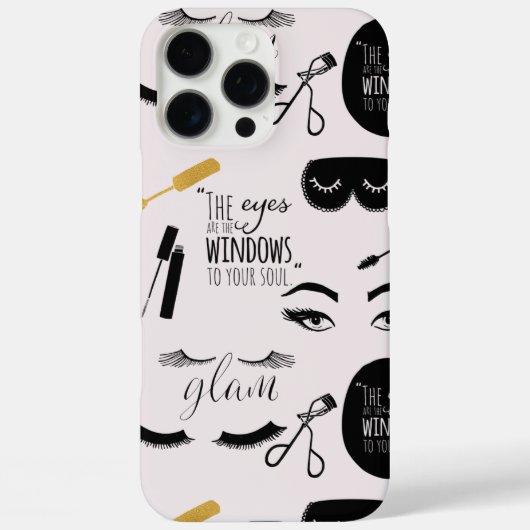 Zwarte Gouden Wimpers Glam Verjaardag Case-Mate iPhone Case (Achterkant)