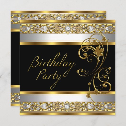  zwarte gouden witte Afbeelding op de feestdag Kaart (Voorkant / Achterkant)