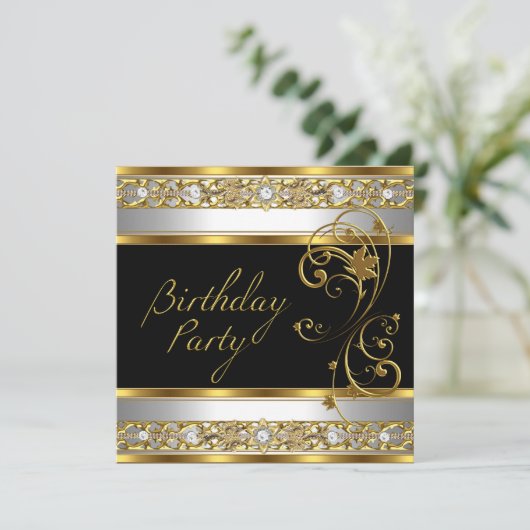 zwarte gouden witte Afbeelding op de feestdag Kaart (Staand voorkant)