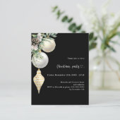 Zwarte gouden witte kerstbal Kerstfeest uitnodigin (Staand voorkant)