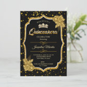 Zwarte Gouden & Witte Quinceañera Verjaardagsuitno (Staand voorkant)