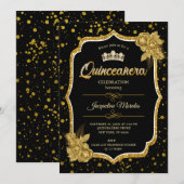 Zwarte Gouden & Witte Quinceañera Verjaardagsuitno (Voorkant / Achterkant)