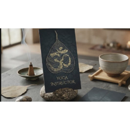 Zwarte & Gouden Yoga-instructeur Bodhi Leaf OM-sym Visitekaartje