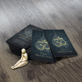 Zwarte & Gouden Yoga-instructeur Bodhi Leaf OM-sym Visitekaartje