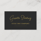 Zwarte & Gouden Zakelijke Bedrijfs Script QR Code Visitekaartje (Voorkant)