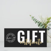Zwarte Gouden Zakelijke Logo Cadeau Certificaat (Staand voorkant)