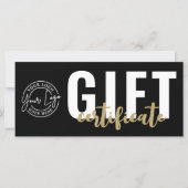 Zwarte Gouden Zakelijke Logo Cadeau Certificaat (Voorkant)