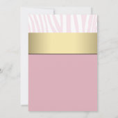 Zwarte Gouden Zebra Roze Zebra Bruiloft Feest Kaart (Achterkant)