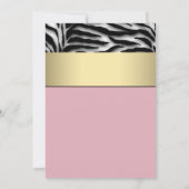 Zwarte Gouden Zebra Roze Zebra Bruiloft Feest Kaart (Achterkant)