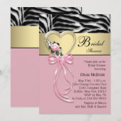 Zwarte Gouden Zebra Roze Zebra Bruiloft Feest Kaart (Voorkant / Achterkant)