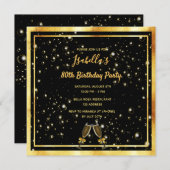 Zwarte gouden zeepbellen op 80e verjaardag kaart (Voorkant / Achterkant)