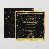 Zwarte gouden zeepbellen op 80e verjaardag kaart (Voorkant / Achterkant)