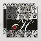 ZWARTE GOUDEN ZIJDE DAMAST STOF MONOGRAM ROZE RUBY KAART (Voorkant / Achterkant)