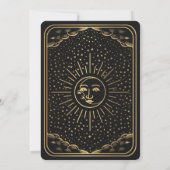 Zwarte Gouden Zon Maan Tarot Kaart Huwelijksuitnod (Achterkant)