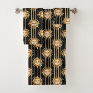 Zwarte Gouden Zon Wimpers Bad Handdoek