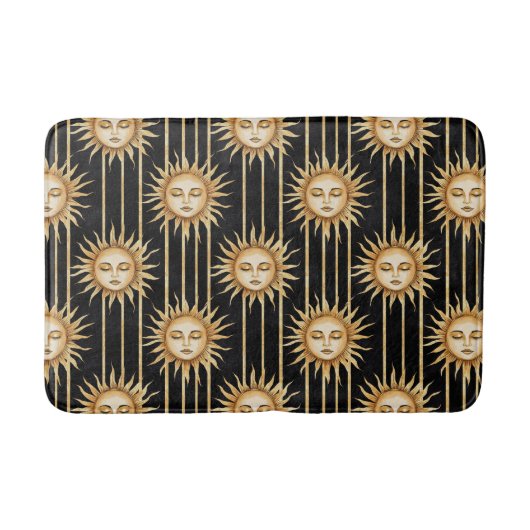 Zwarte Gouden Zon Wimpers Badmat (Voorkant)