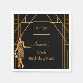 Zwarte goudfeest 1920-kunstdeco retro servet