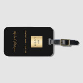 Zwarte goudfirmanaam logo bagagelabel (Voorkant (horizontaal))