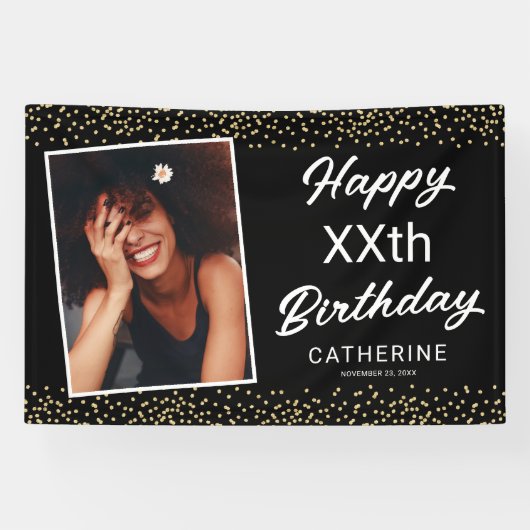 Zwarte goudfoto Alle leeftijden Spandoek (Horizontaal)