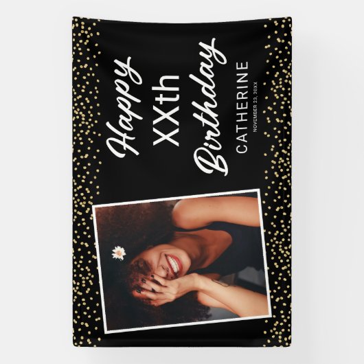 Zwarte goudfoto Alle leeftijden Spandoek (Verticaal)