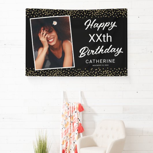 Zwarte goudfoto Alle leeftijden Spandoek (Insitu)