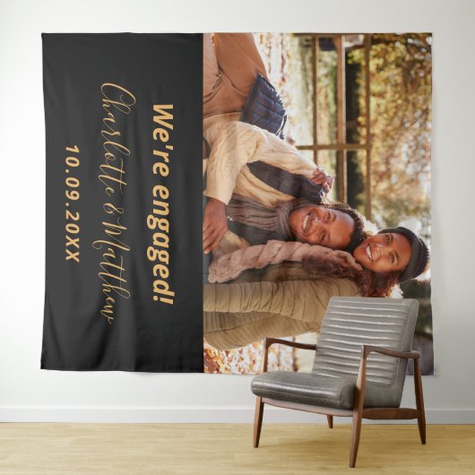 Zwarte goudfoto van Engagement party Wandkleed (In Situ (horizontaal))