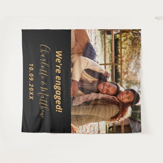 Zwarte goudfoto van Engagement party Wandkleed (Voorkant (horizontaal))