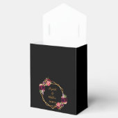 Zwarte goudgeometrische bruinbloemenbruiloft bedankdoosjes (Geopend)