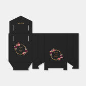 Zwarte goudgeometrische bruinbloemenbruiloft bedankdoosjes (Uitgevouwen)