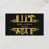 Zwarte goudgereedschappen, thuisreparateurs, QR-co Visitekaartje (Voorkant)