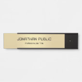 Zwarte goudglamourese Sjabloon Elegant Moderne Deurbordje (Voorkant)