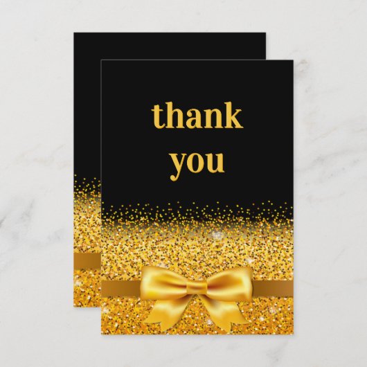 Zwarte goudglinsterende bruine vlek luxe bedankkaart (Voorkant / Achterkant)