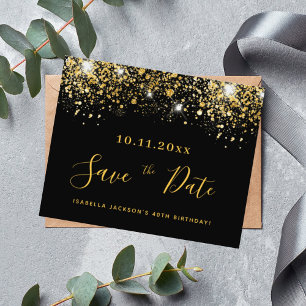 Zwarte goudglitter-begroting van de verjaardag, sp flyer