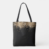 zwarte goudglitter bruidmaïdcadeau, aangepaste naa tote bag (Achterkant)