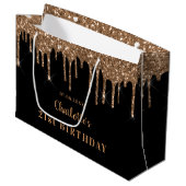 Zwarte goudglitter drift monogram luxe groot cadeauzakje (Voorkant Gekanteld)
