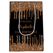 Zwarte goudglitter drift monogram luxe medium cadeauzakje (Achterkant)