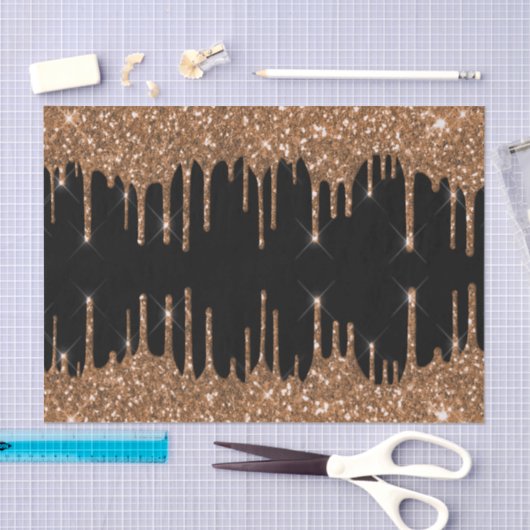 Zwarte goudglitter druppelt luxe luxe tissuepapier (Craft)