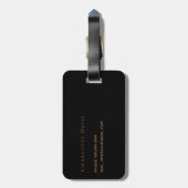 Zwarte goudglitter druppelt monogram naam bagagelabel (Achterkant verticaal)